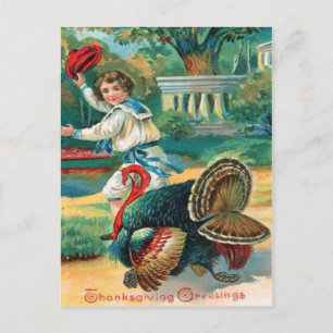 Child & Turkey Postcard
