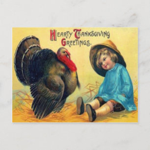 Child & Turkey Postcard