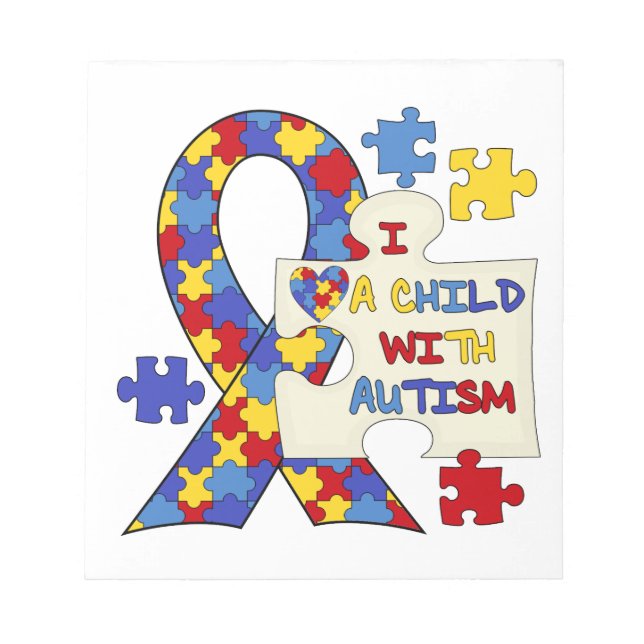 Child With Autism Awareness Ribbon Notepad (Front)