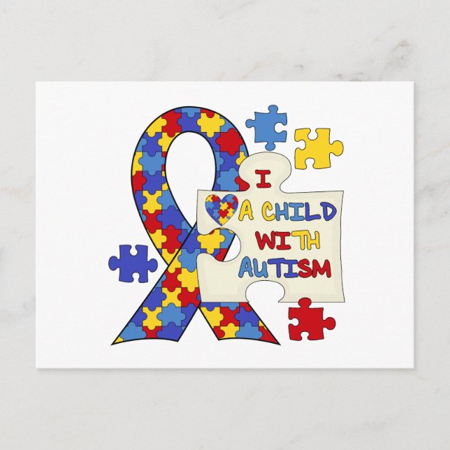 Child With Autism Awareness Ribbon Postcard (Front)