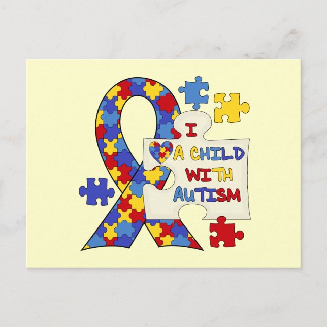 Child With Autism Awareness Ribbon Postcard (Front)