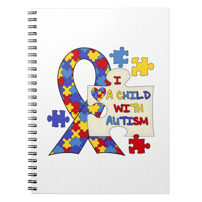 Child With Autism Awareness Ribbon Spiral Notebook (Front)