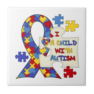 Child With Autism Awareness Ribbon Tile