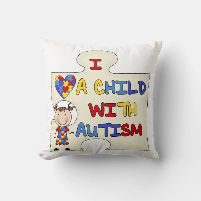 Child WIth Autism Brunette Girl 2 Cushion (Front)