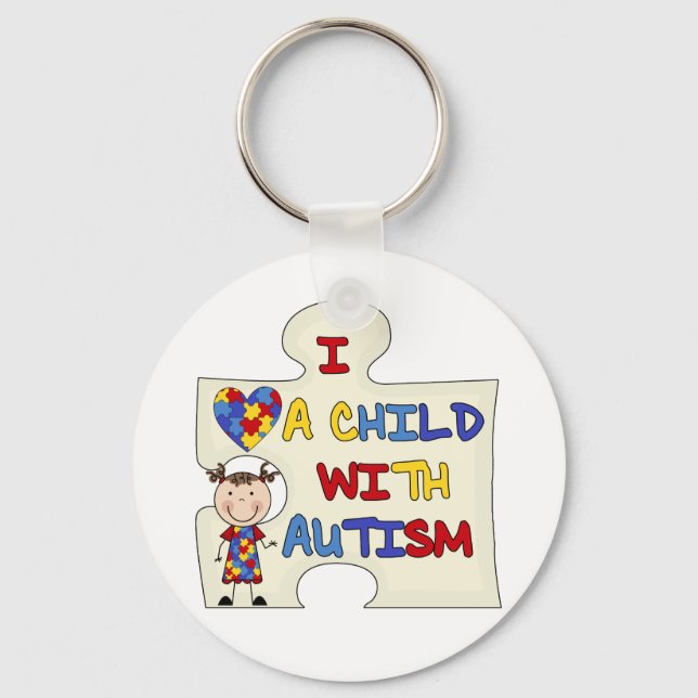 Child WIth Autism Brunette Girl 2 Key Ring (Front)