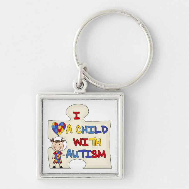 Child WIth Autism Brunette Girl 2 Key Ring (Front)