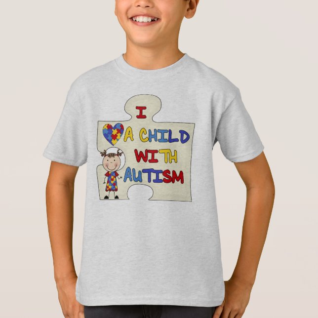 Child WIth Autism Brunette Girl 2 T-Shirt (Front)