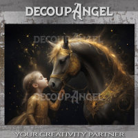 Child with Black Horse Decoupage