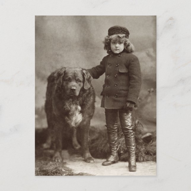 Child With Dog, C1885 Postcard (Front)