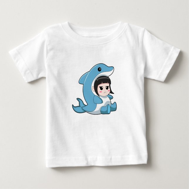 Child with Dolphin Costume Baby T-Shirt (Front)