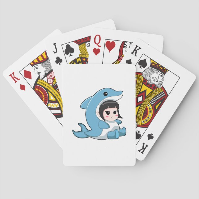 Child with Dolphin Costume Playing Cards (Back)