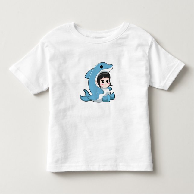 Child with Dolphin Costume Toddler T-Shirt (Front)