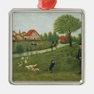 Child with Geese Metal Tree Decoration