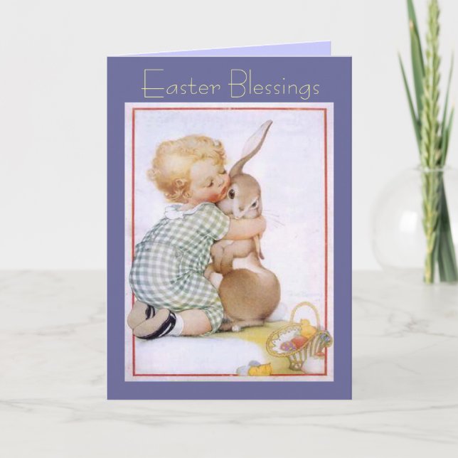 'Child With His Bunny' Easter Card (Front)