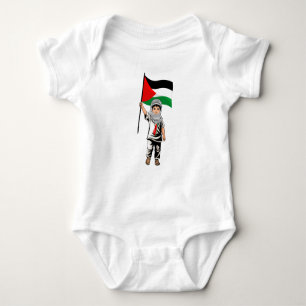 Child with Keffiyeh Palestine Flag  Baby Bodysuit