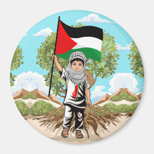 Child with Keffiyeh Palestine Flag Magnet