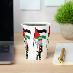 Child with Keffiyeh Palestine Flag Paper Cups