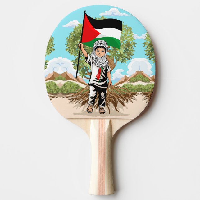 Child with Keffiyeh Palestine Flag  Ping Pong Paddle (Front)