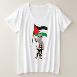 Child with Keffiyeh Palestine Flag Plus Size T-Shirt