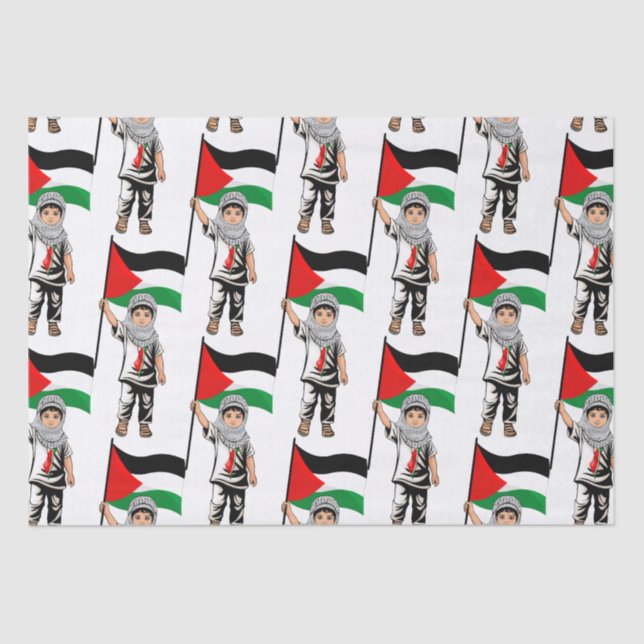 Child with Keffiyeh Palestine Flag  Tissue Paper (Front)