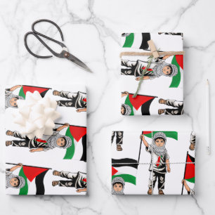 Child with Keffiyeh Palestine Flag  Wrapping Paper Sheet