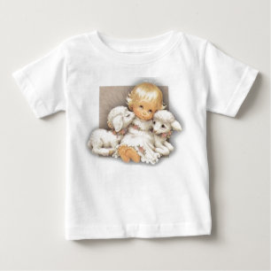 Child with lambs  baby T-Shirt