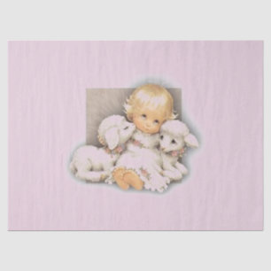 Child with lambs tissue paper