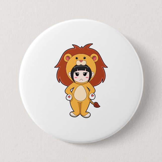 Child with Lion Costume 7.5 Cm Round Badge (Front)