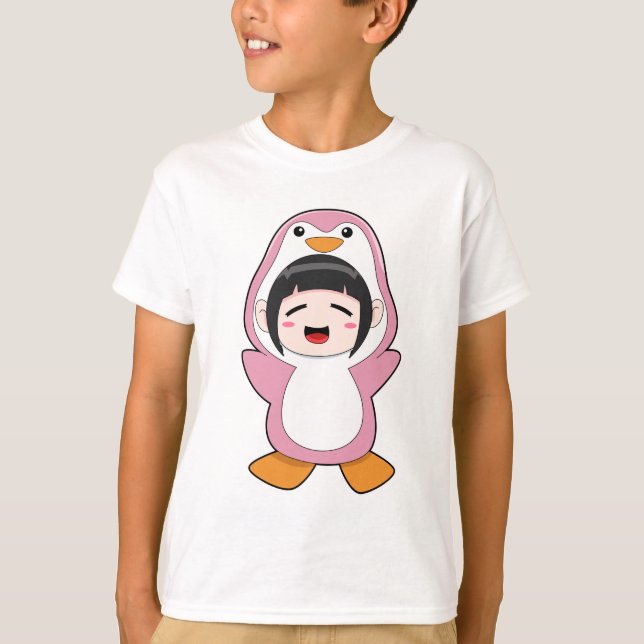 Child with Penguin Costume T-Shirt (Front)
