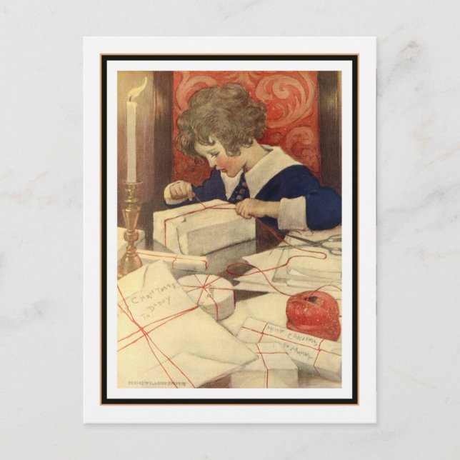 Child Wrapping Presents by Jessie Willcox Smith Postcard (Front)