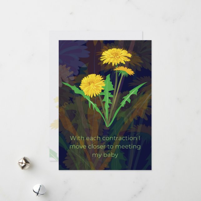 Childbirth affirmation card with flowers (Front/Back In Situ)