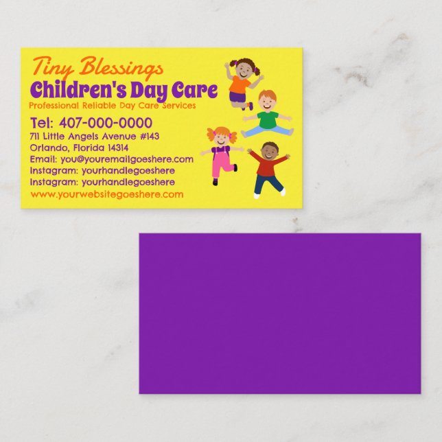 Childcare Daycare Babysitting Services Business Card (Front/Back)
