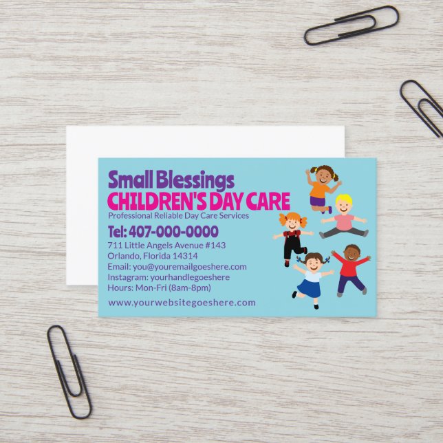 Childcare Daycare Babysitting Services Business Card (Front/Back In Situ)