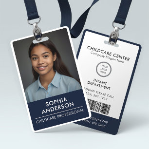 Childcare Employee Photo ID Navy Blue Badge 