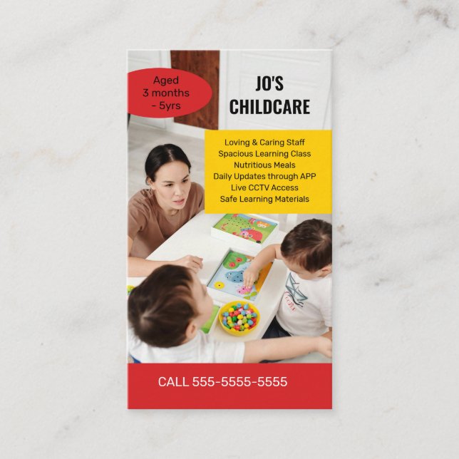 childcare nursery childminder kindergarten baby business card (Front)
