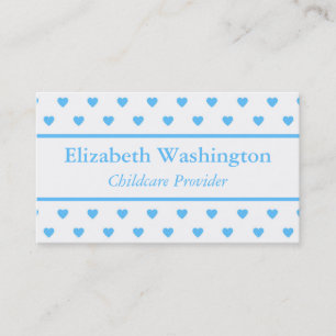 Childcare Provider Blue Hearts Business Card
