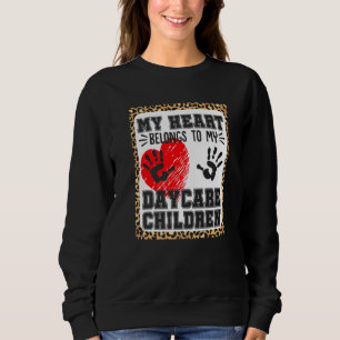 Childcare Provider Heart Daycare Children Leopard Sweatshirt