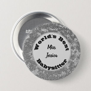 Childcare Thank You Marbled Silver Babysitter 7.5 Cm Round Badge