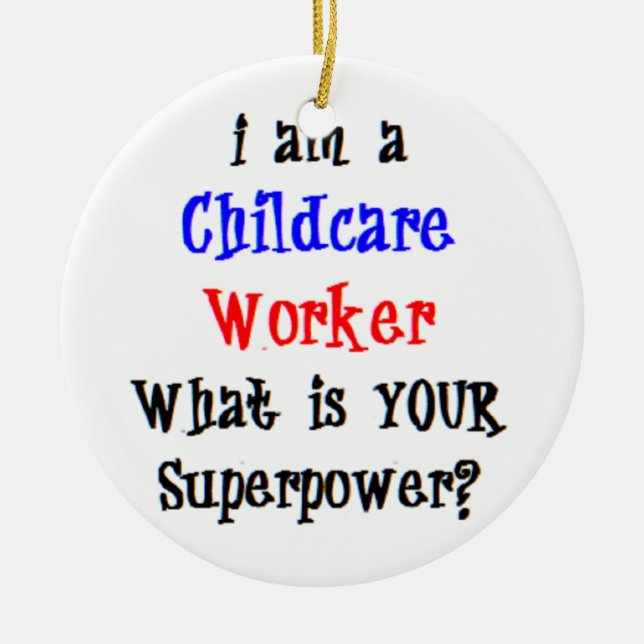 childcare worker ceramic tree decoration (Front)