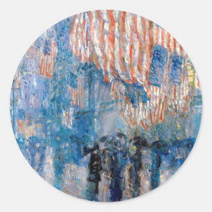 Childe Hassam The Avenue in the Rain Classic Round Sticker