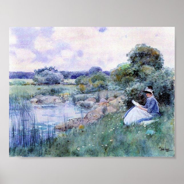 Childe Hassam-Woman reading Poster (Front)