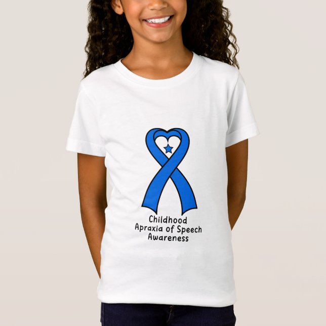 Childhood Apraxia of Speech Heart Ribbon with Star T-Shirt (Front)