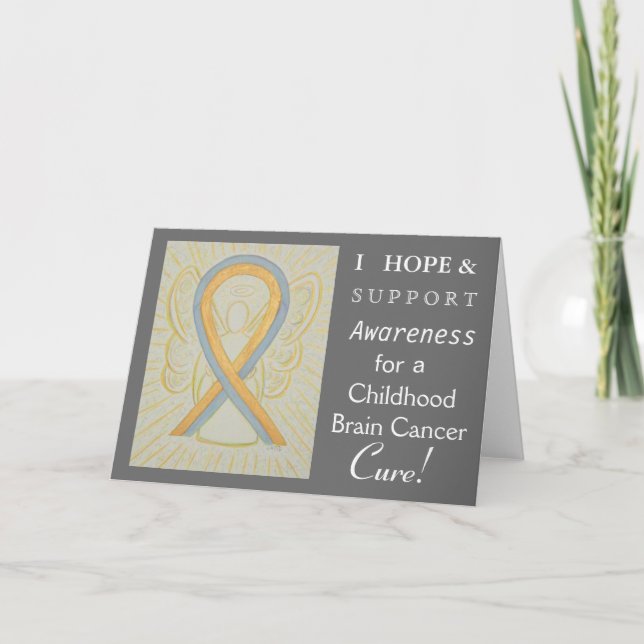 Childhood Brain Cancer Awareness Ribbon Note Card (Front)