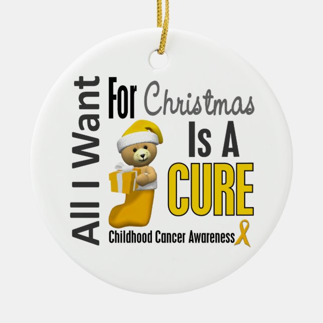 Childhood Cancer All I Want Christmas Ornaments (Front)