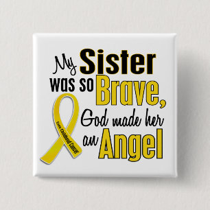 Childhood Cancer ANGEL 1 Sister 15 Cm Square Badge