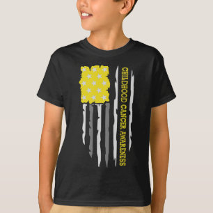 Childhood Cancer Awareness American US Flag T-Shirt
