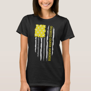 Childhood Cancer Awareness American US Flag  T-Shirt
