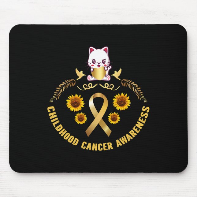 childhood cancer awareness beautiful cat gold canc mouse pad (Front)