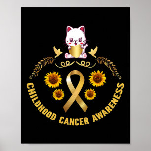 childhood cancer awareness beautiful cat gold canc poster