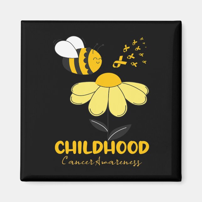 Childhood Cancer Awareness Bee Ribbon for Man Woma Magnet (Front)